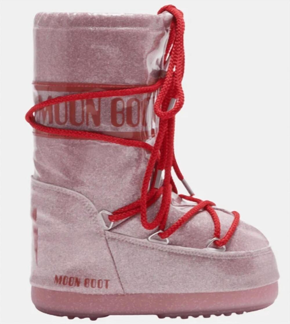 NEW MOON BOOT women's icon glitter boots in pink